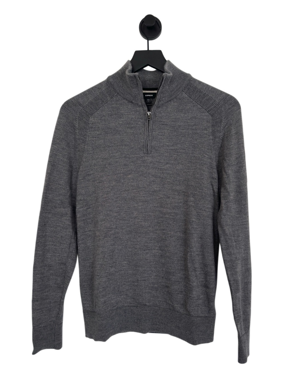 Express Men's Merino Wool Quarter-Zip Sweater in Gray